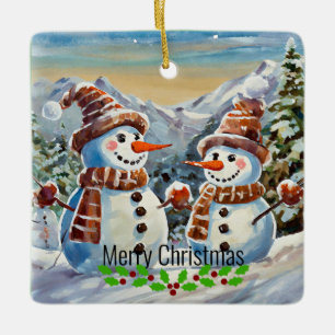 Weihnachtsmänner, Frohe Weihnachten, Keramikornament