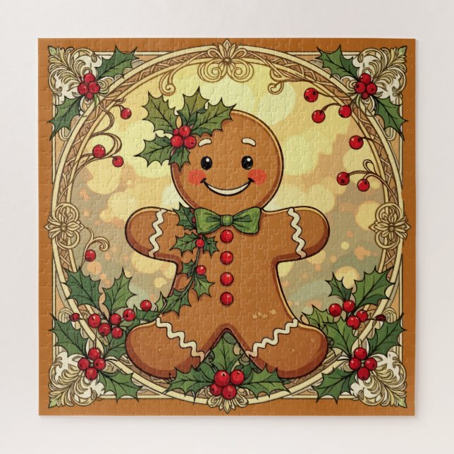 Weihnachtsmänner-Gingerbread-Mann-Kekse Festlich W Puzzle (Vertikal)