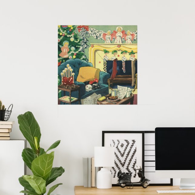 Weihnachtsmänner im Wohnzimmer Poster (Heimbüro)