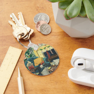 Weihnachtsmänner im Wohnzimmer Schlüsselanhänger