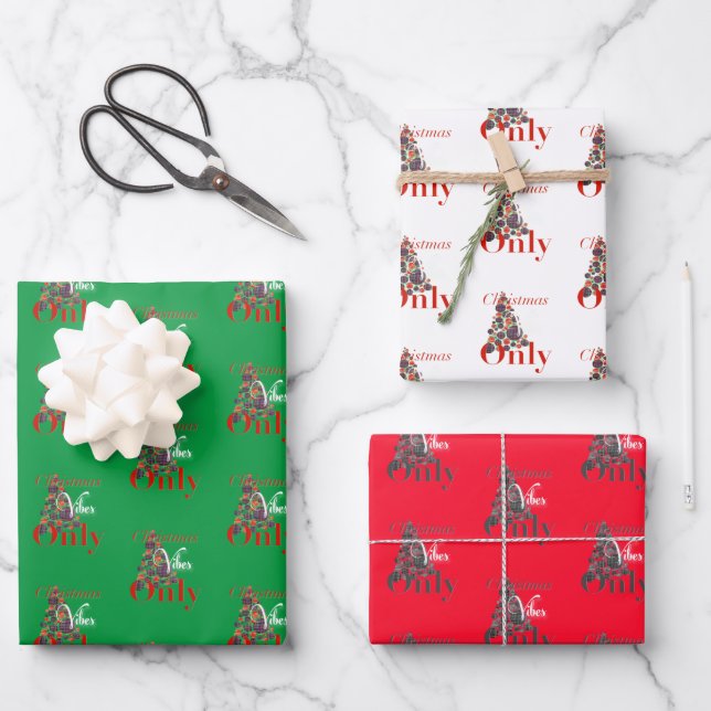 Weihnachtsmänner nur Abstrakter Roter Grüner Baum Geschenkpapier Set (Vorderseite)