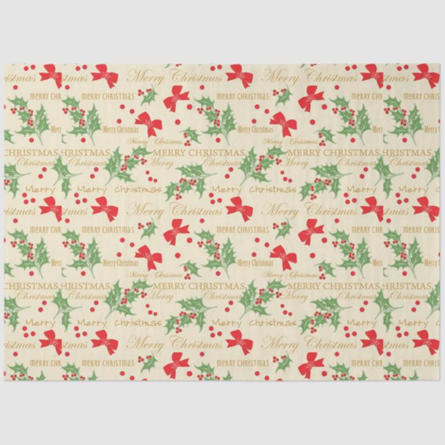 Weihnachtsmänner und Holly Seidenpapier (Vorderseite)