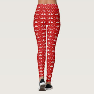 Weihnachtsmänner und Schneeflocken Rot & Weiß Must Leggings