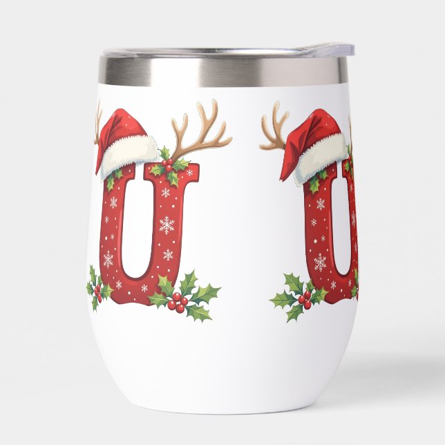 Weihnachtsmannhut-Monogramm Anfangsbuchstabe U Fro (Links)