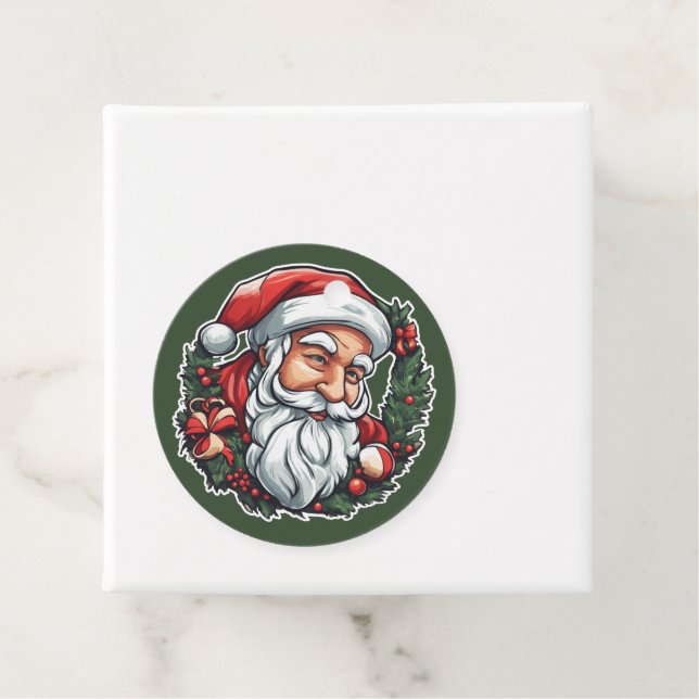 Weihnachtsmannkopf mit Kranz -  Geschenkanhänger (Beispiel)