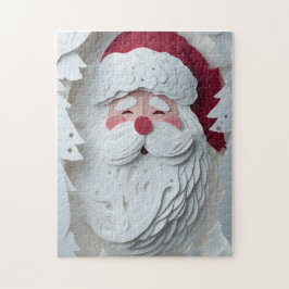 Weihnachtsmannkopf mit weißen Weihnachtsbäumen Puzzle