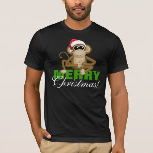 Weihnachtsmannmütze-Affe - "frohe Weihnacht-" T-Shirt