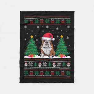 Weihnachtsmannmütze American Bulldog Xmas Tree Lig Fleecedecke