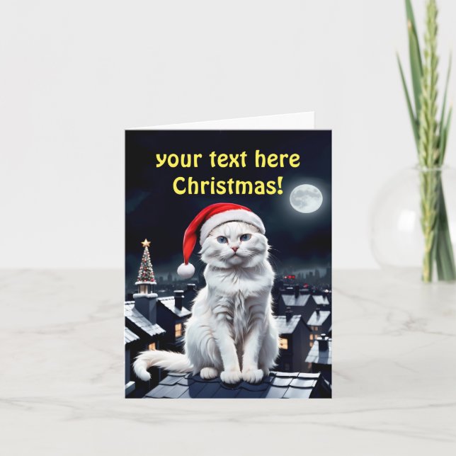 Weihnachtsmannmütze auf dem Dach Dankeskarte (Vorderseite)