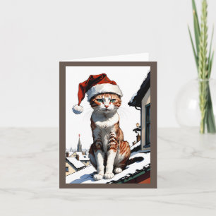 Weihnachtsmannmütze auf dem Dach Feiertagskarte