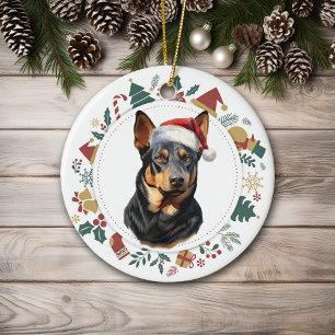 Weihnachtsmannmütze Australian Kelpie Dog Weihnach Keramik Ornament