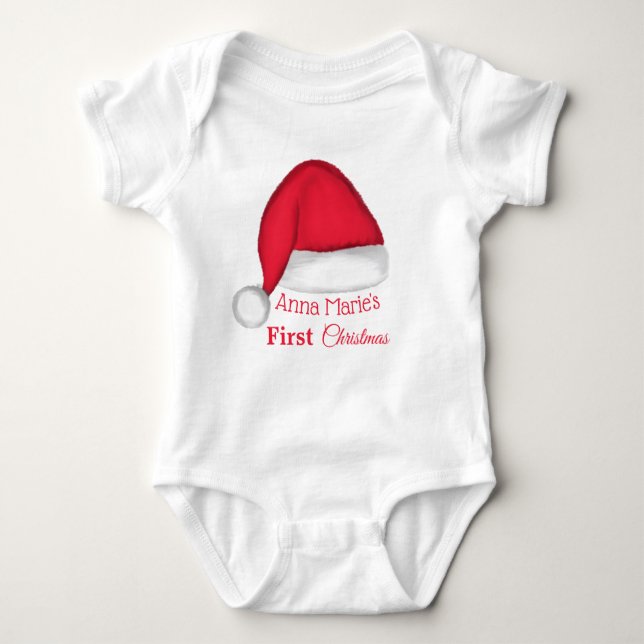 Weihnachtsmannmütze Baby T Shirt Personalisiert (Vorderseite)