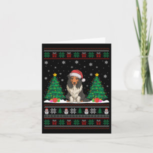 Weihnachtsmannmütze Barted Collie Dog Xmas Tree Li Karte
