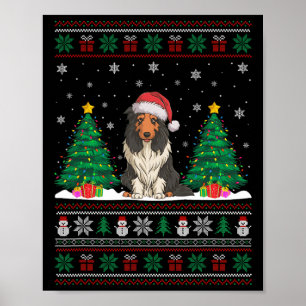 Weihnachtsmannmütze Barted Collie Dog Xmas Tree Li Poster