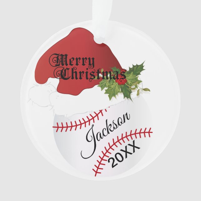 Weihnachtsmannmütze Baseball Design | DIY Name Ornament (Vorderseite)