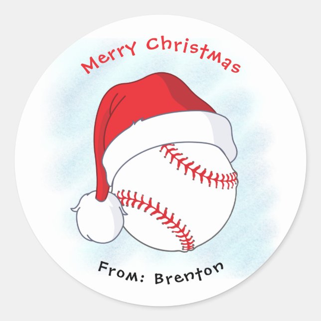 Weihnachtsmannmütze Baseball Frohe Weihnachten Runder Aufkleber (Vorderseite)