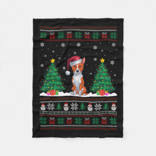 Weihnachtsmannmütze Basenji Dog Weihnachtsbaum Lig Fleecedecke