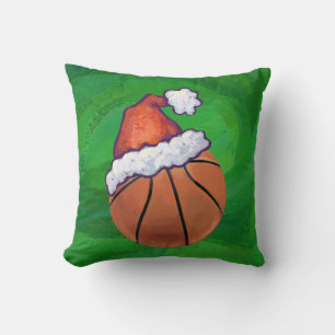 Weihnachtsmannmütze Basketball auf Grün Kissen