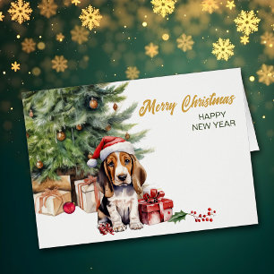 Weihnachtsmannmütze Basset Hound Welpe Hund Weihna