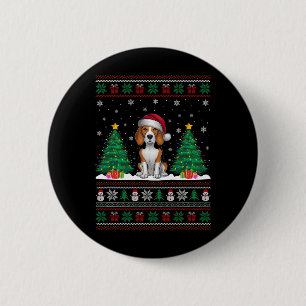 Weihnachtsmannmütze Beagle Hund Weihnachtsbaumleuc Button