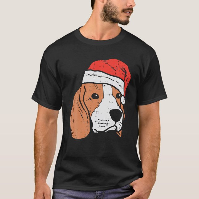 Weihnachtsmannmütze Beagle Pajamas Weihnachts Weih T-Shirt (Vorderseite)
