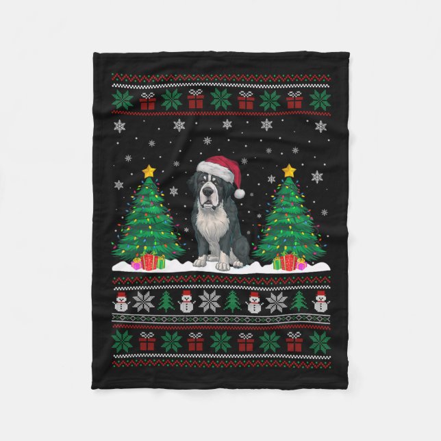 Weihnachtsmannmütze Bernard Dog Christmas Tree Lig Fleecedecke (Vorderseite)