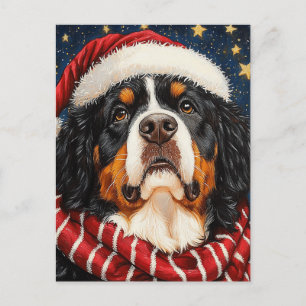 Weihnachtsmannmütze Bernese Mountain Dog Blue Gold Postkarte