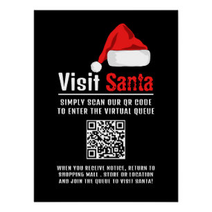 Weihnachtsmannmütze, Besuch Santa, QR Code Queue Poster