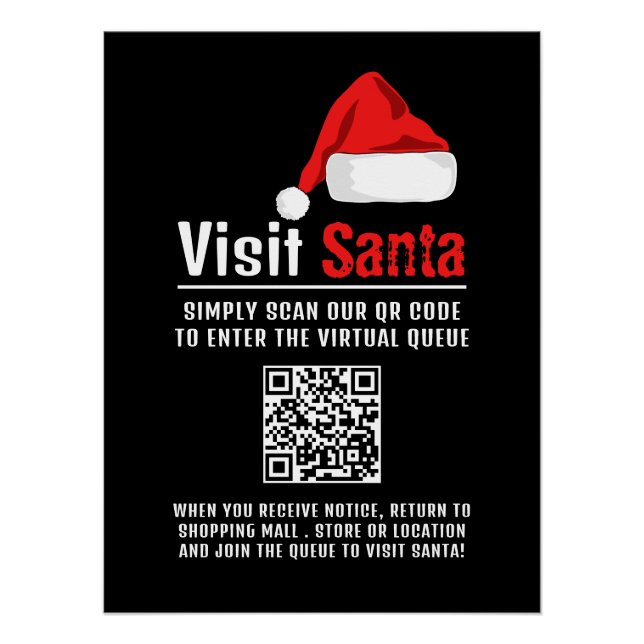 Weihnachtsmannmütze, Besuch Santa, QR Code Queue Poster (Vorderseite)