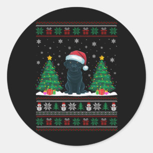 Weihnachtsmannmütze Black Labrador Hund Xmas Tree Runder Aufkleber