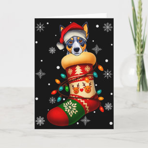 Weihnachtsmannmütze Blue Heeler Hund in Weihnachts Karte