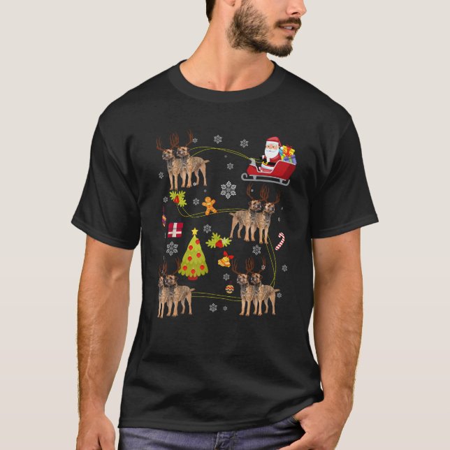 Weihnachtsmannmütze Border Terrier Christmas Tree  T-Shirt (Vorderseite)