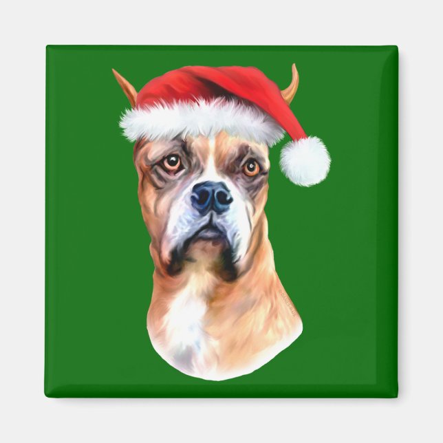 Weihnachtsmannmütze Boxer Magnet (Vorne)