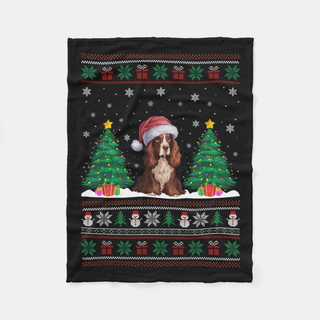Weihnachtsmannmütze Boykin Spaniel Hund Xmas Tree  Fleecedecke (Vorderseite)