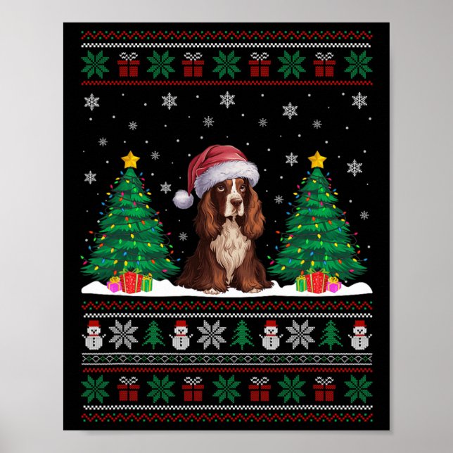 Weihnachtsmannmütze Boykin Spaniel Hund Xmas Tree  Poster (Vorne)