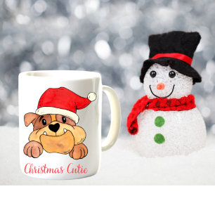 Weihnachtsmannmütze Bull Dog Weihnachtsfeier Süsse Kaffeetasse