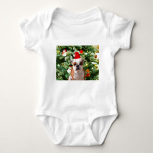 Weihnachtsmannmütze Bulldog Christmas Tree Snowman Baby Strampler
