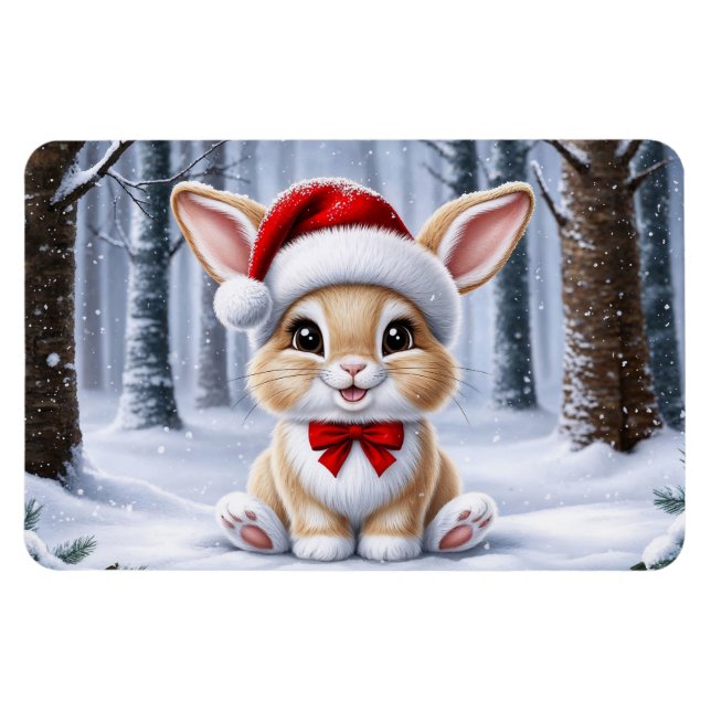 Weihnachtsmannmütze Bunny Magnet (Horizontal)