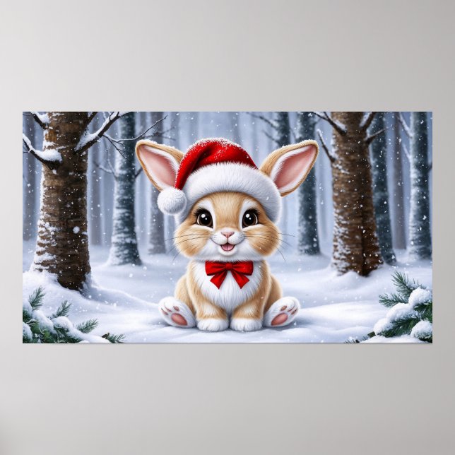 Weihnachtsmannmütze Bunny Poster (Vorne)
