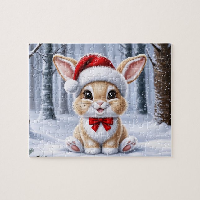 Weihnachtsmannmütze Bunny Puzzle (Horizontal)
