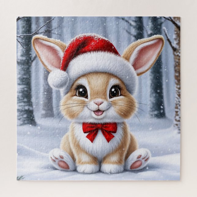 Weihnachtsmannmütze Bunny Puzzle (Vertikal)