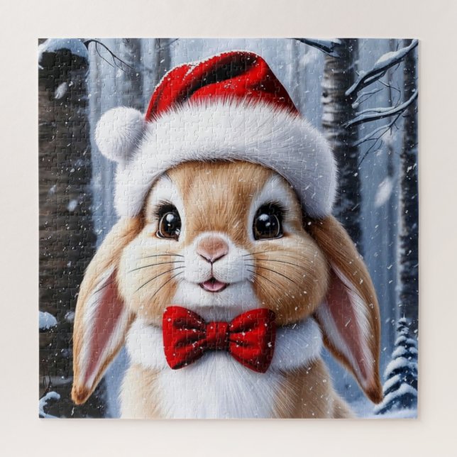 Weihnachtsmannmütze Bunny Puzzle (Vertikal)