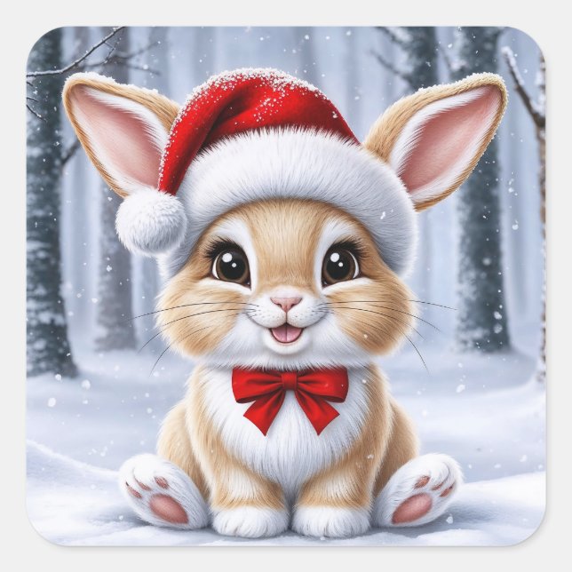 Weihnachtsmannmütze Bunny Stickers (Vorderseite)