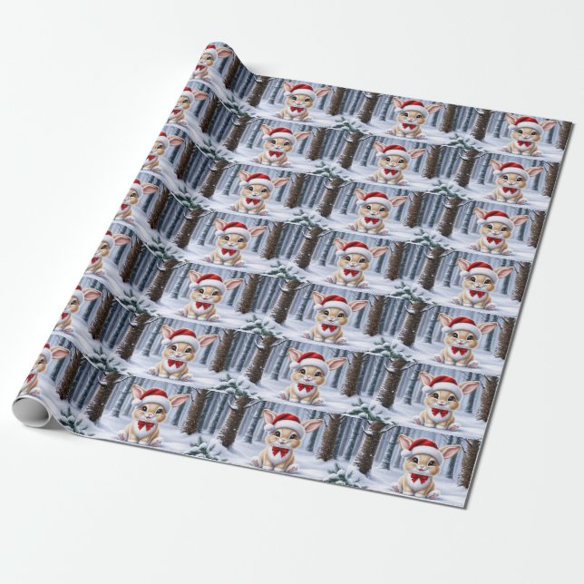 Weihnachtsmannmütze Bunny Wrapping Paper Geschenkpapier (Ungerollt)