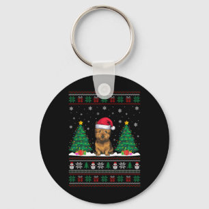 Weihnachtsmannmütze Cairn Terrier Dog Xmas Tree Li Schlüsselanhänger