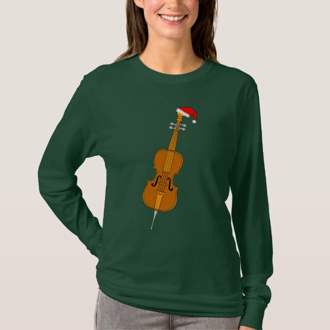 Weihnachtsmannmütze Cello T-Shirt (Vorderseite)