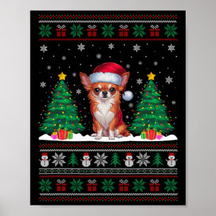Weihnachtsmannmütze Chihuahua Dog Weihnachtsbaum L Poster