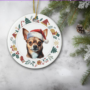 Weihnachtsmannmütze Chihuahua Dog Weihnachtsschade Keramik Ornament