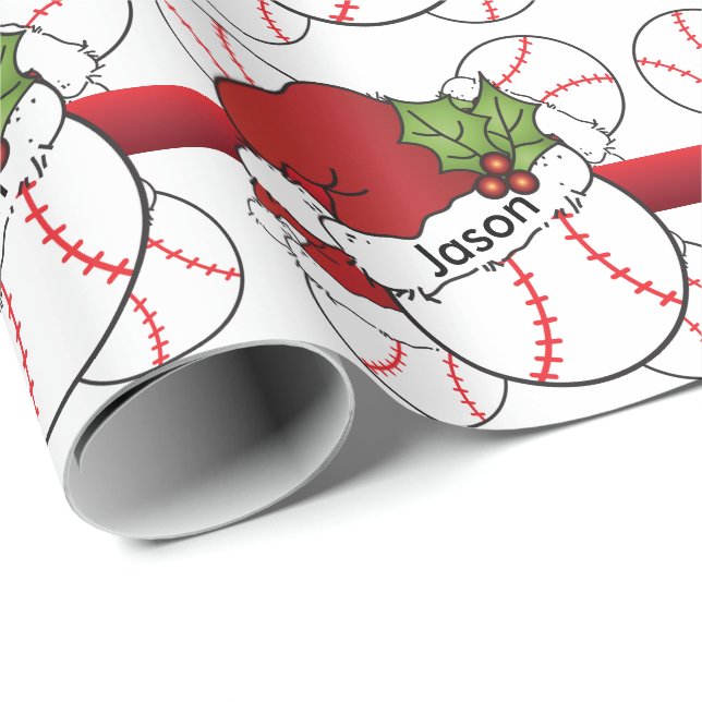 Weihnachtsmannmütze Christmas Baseball | DIY Name Geschenkpapier (Rolleneckpunkt)