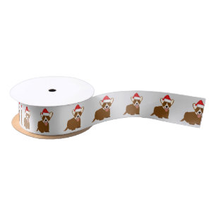 Weihnachtsmannmütze Corgi Satinband
